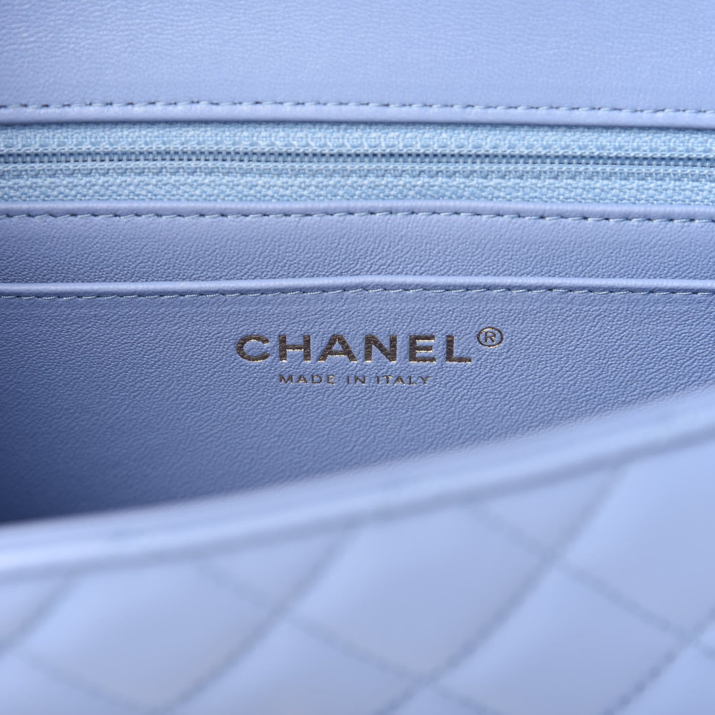Lambskin Quilted Mini Rectangular Flap Light Blue