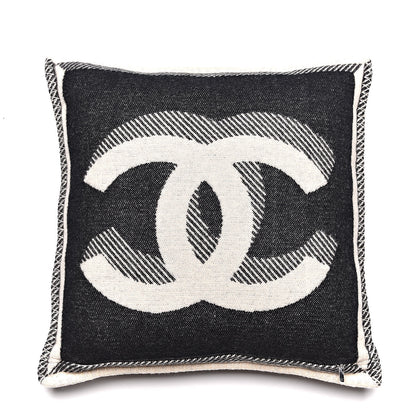 Chanel Merino Wool Cashmere CC Pillow Beige Black 3 of 5