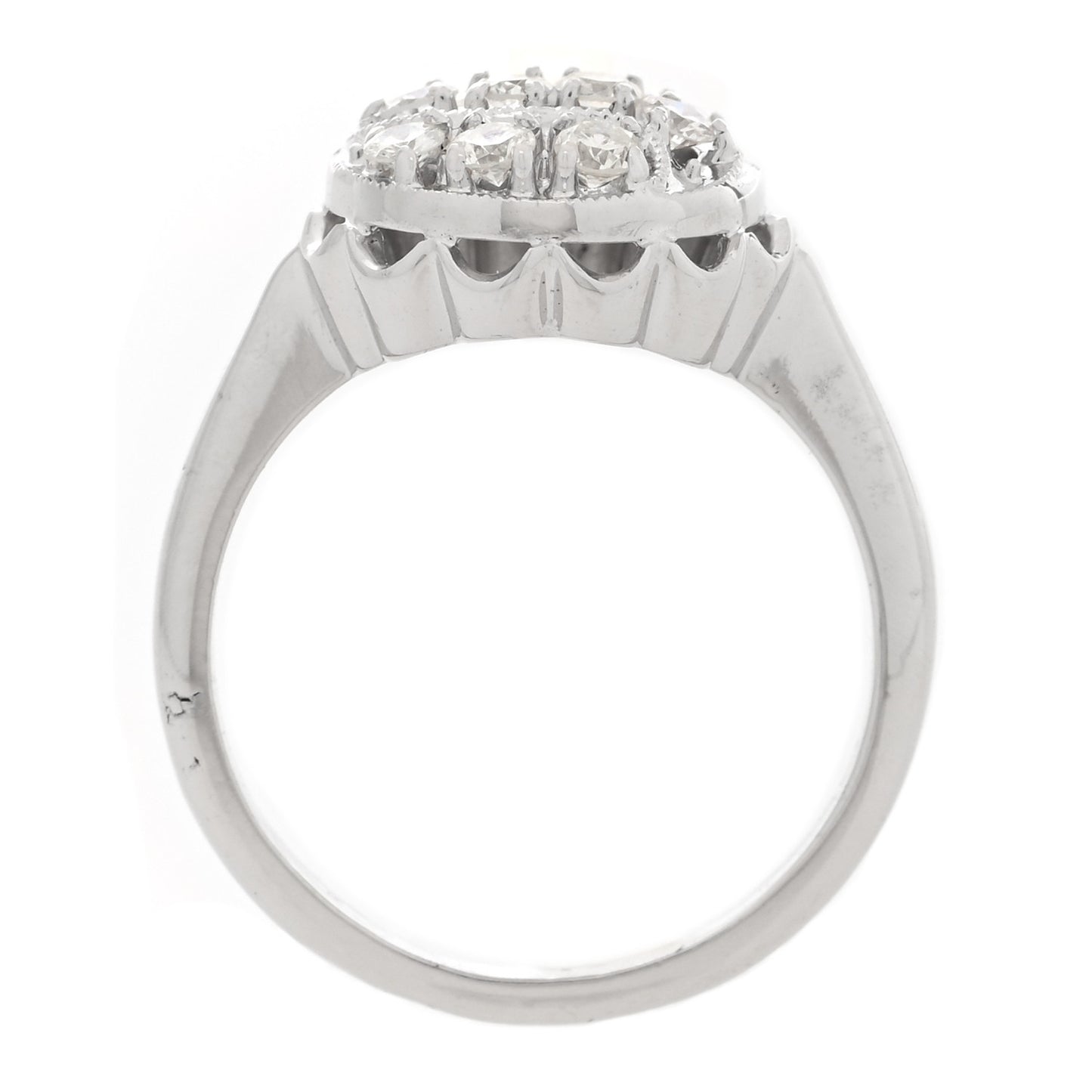 14K White Gold Diamond .40ctw Round Cocktail Ring 53 6.5