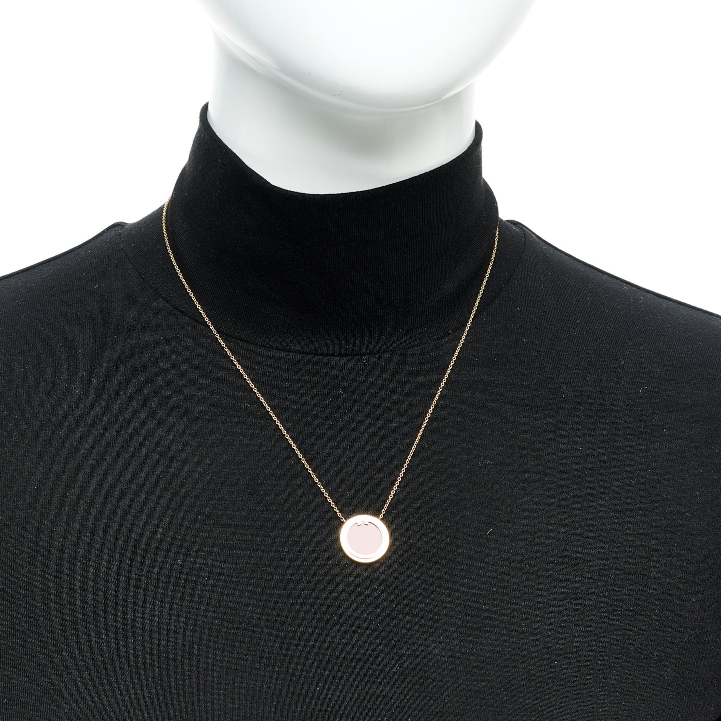 18K Yellow Gold Diamond Carnelian 8mm T Circle Pendant Necklace
