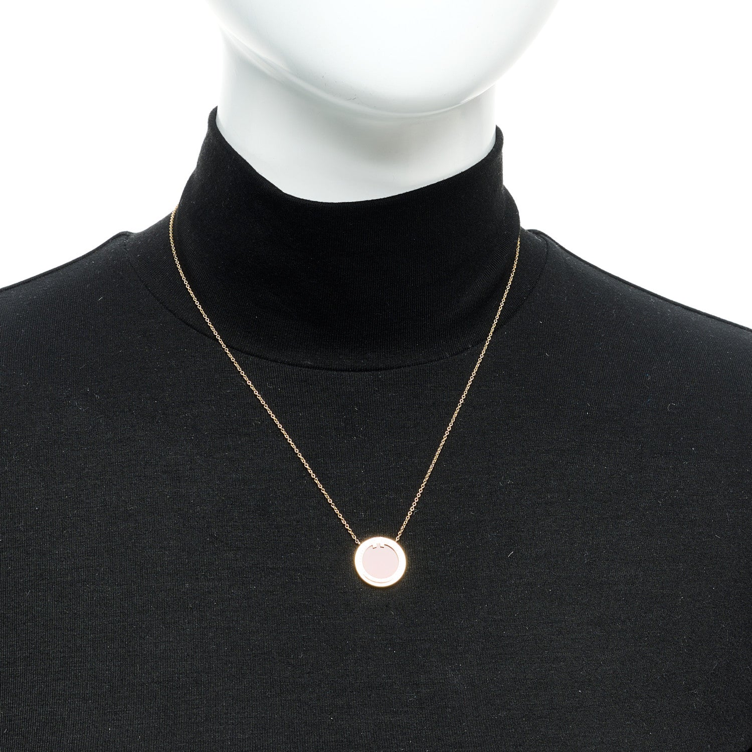 Tiffany 18K Yellow Gold Diamond Carnelian 8mm T Circle Pendant Necklace 2 of 6