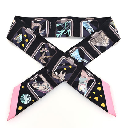 Hermes Silk Story Twilly Black Rose Gris 2 of 8