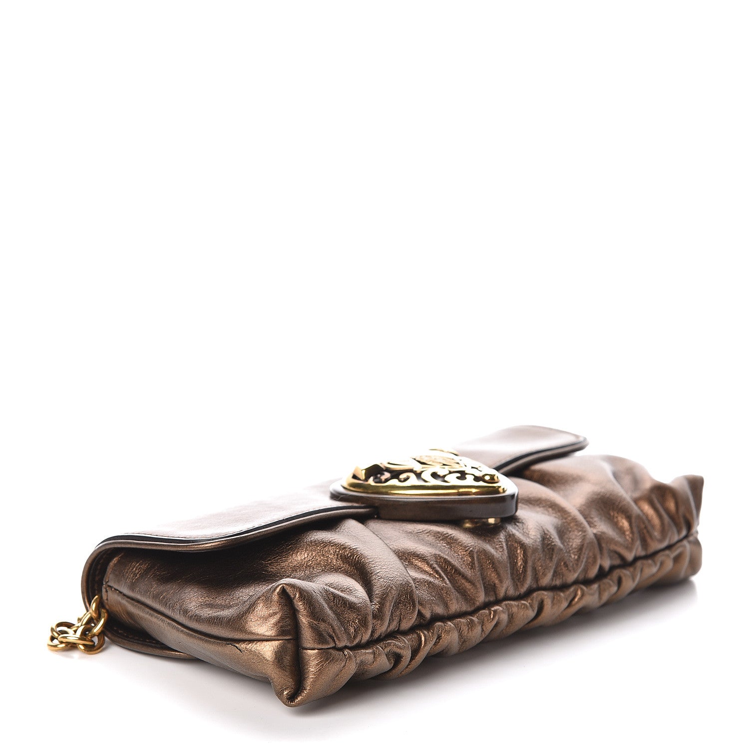 Gucci Metallic Calfskin Babouska Clutch Bronze 4 of 10