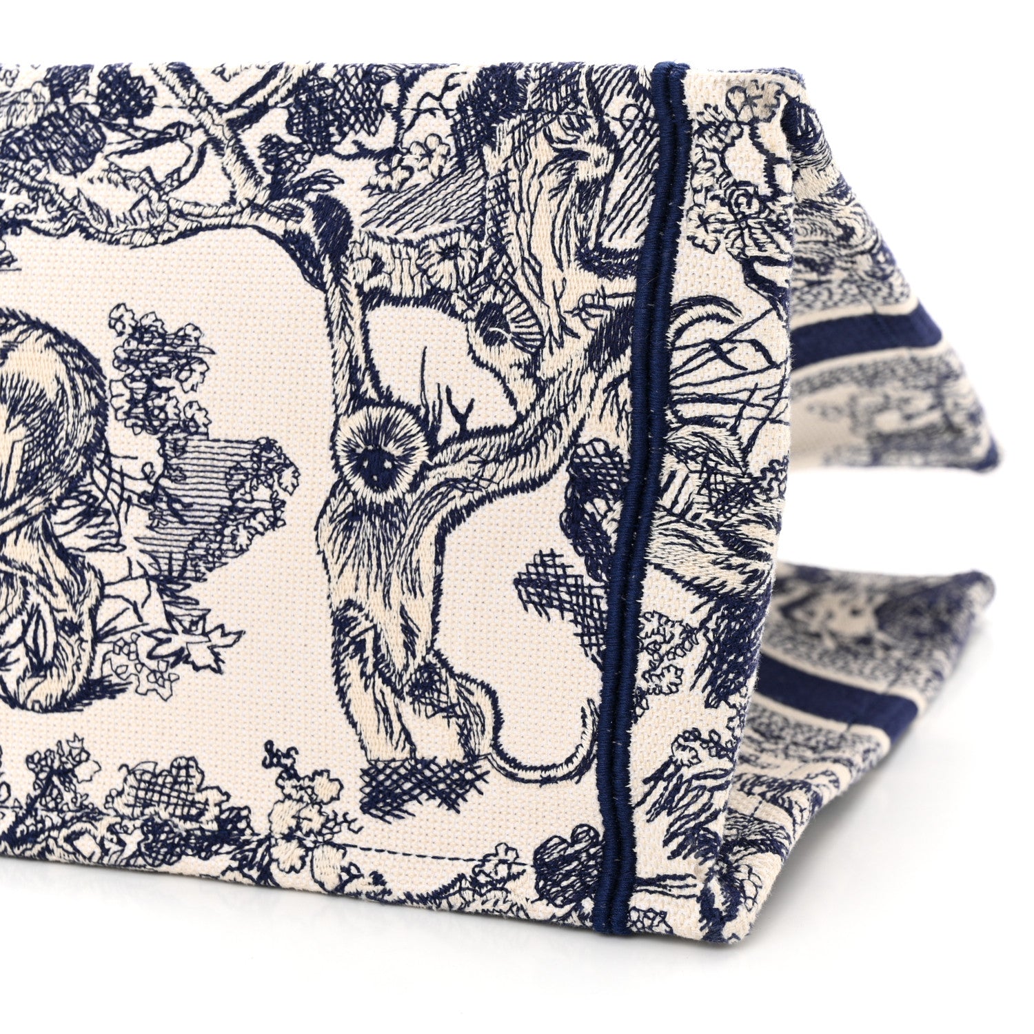 Christian Dior Canvas Embroidered Medium Toile De Jouy Reverse Book Tote Blue 10 of 12