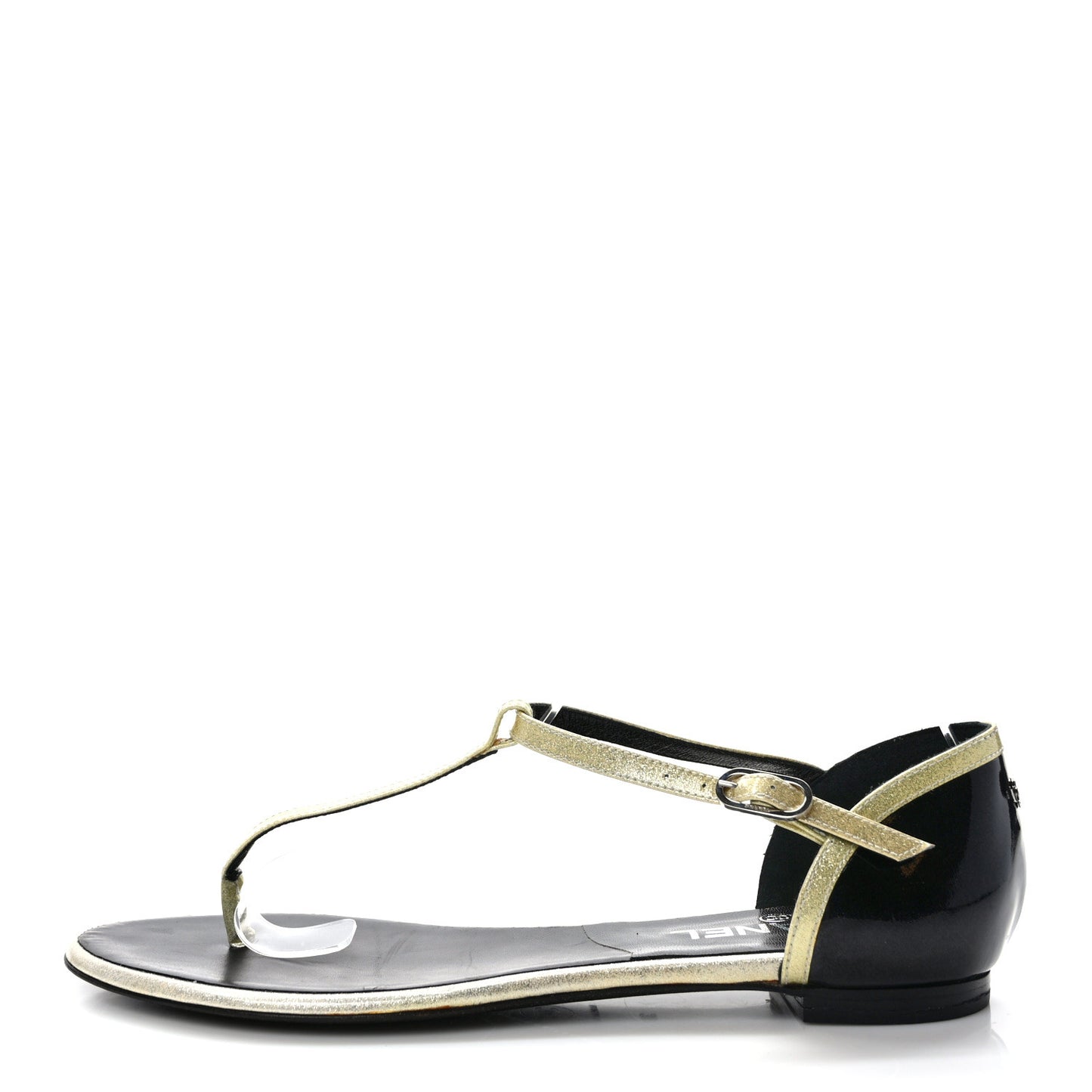 Patent Glitter Thong Sandals 38 Black White
