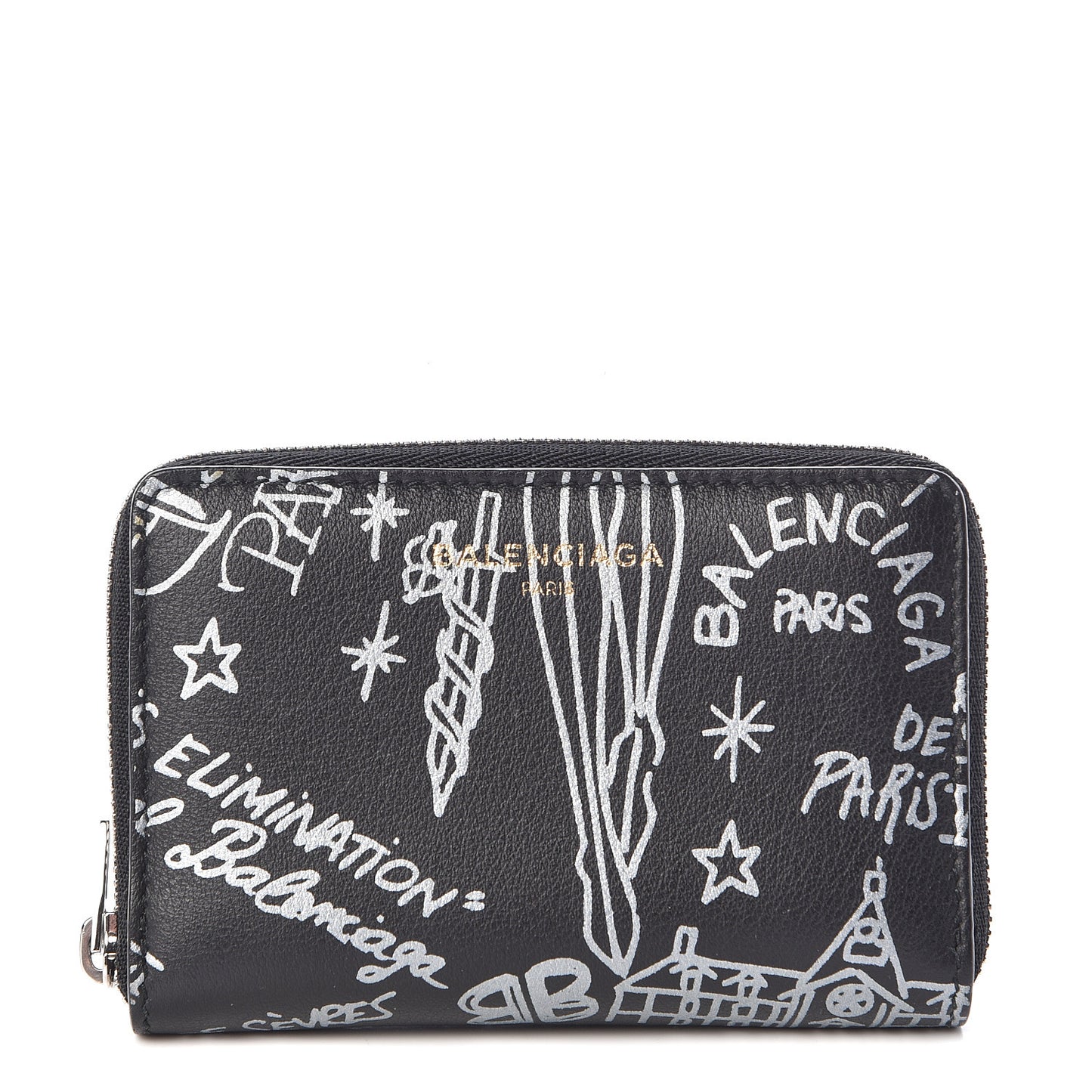 Calfskin Printed Tattoo Card Case Black