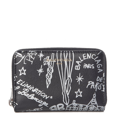 Balenciaga Calfskin Printed Tattoo Card Case Black 1 of 6