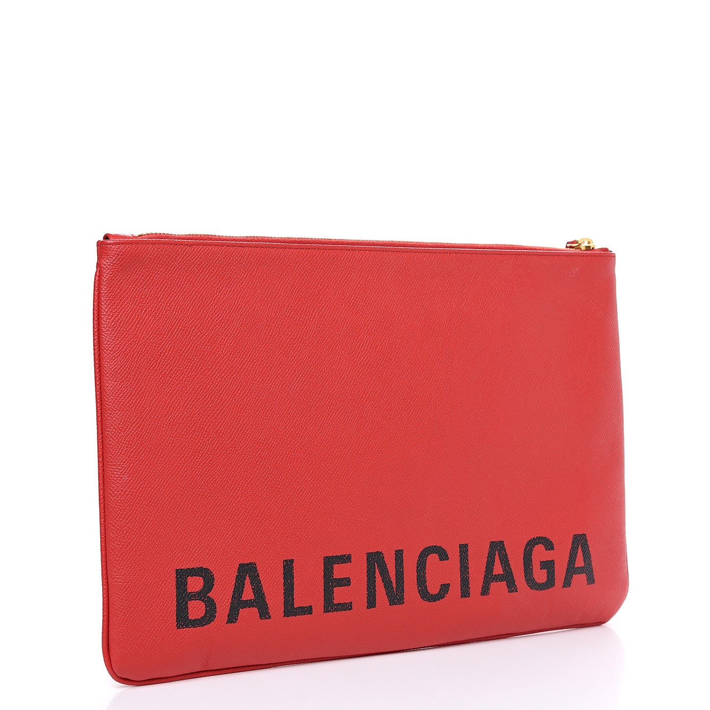 Calfskin Logo Large Zip Pouch Rouge Coquelicot