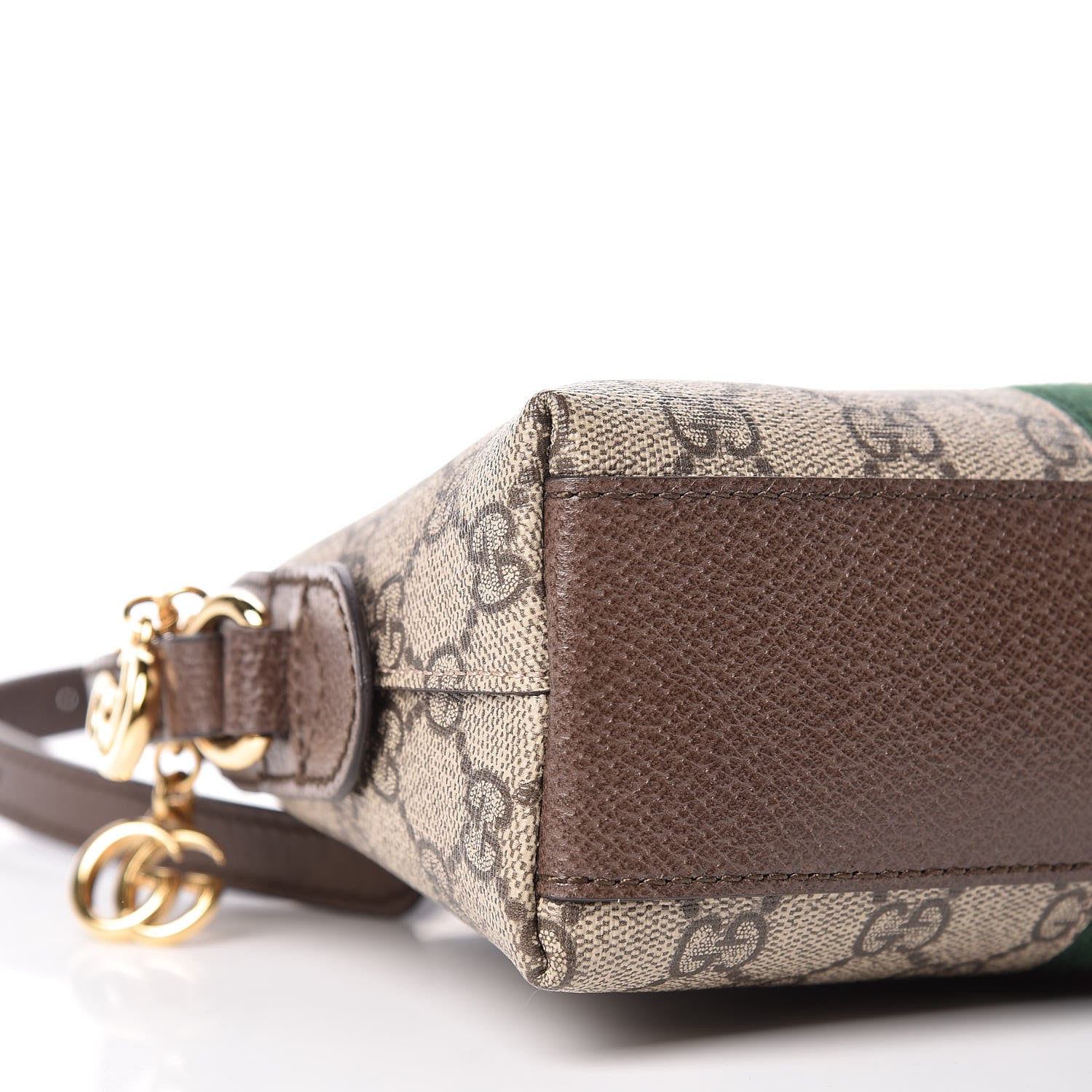 Gucci GG Supreme Monogram Textured Dollar Calfskin Web Small Ophidia Dome Shoulder Bag Beige Ebony New Acero 5 of 10