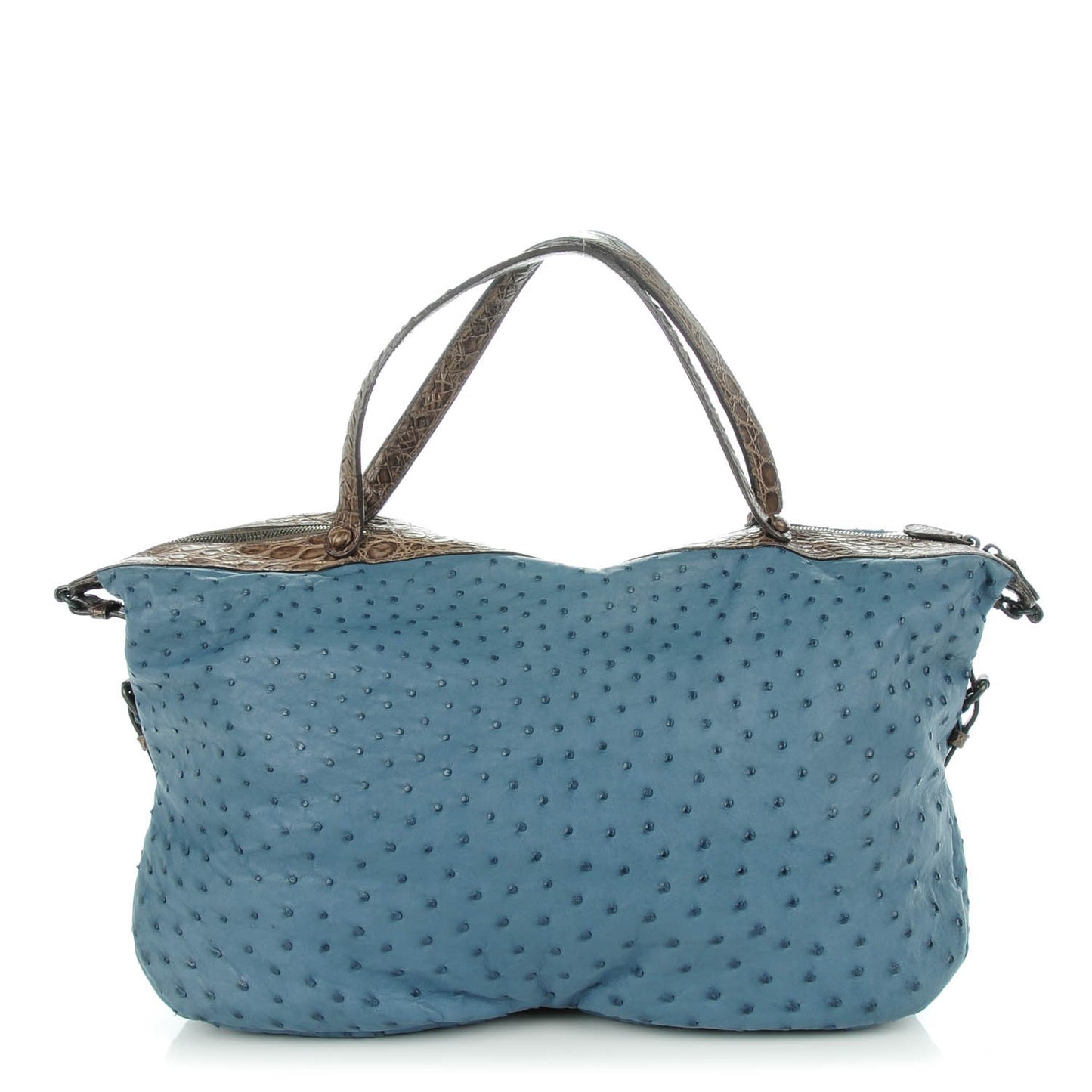 Ostrich Crocodile Shoulder Bag Blue