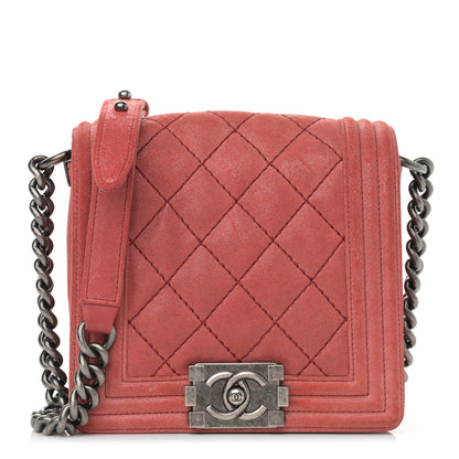 Chanel Iridescent Calfskin Quilted Small Gentle Square Boy Flap Red 1 of 11