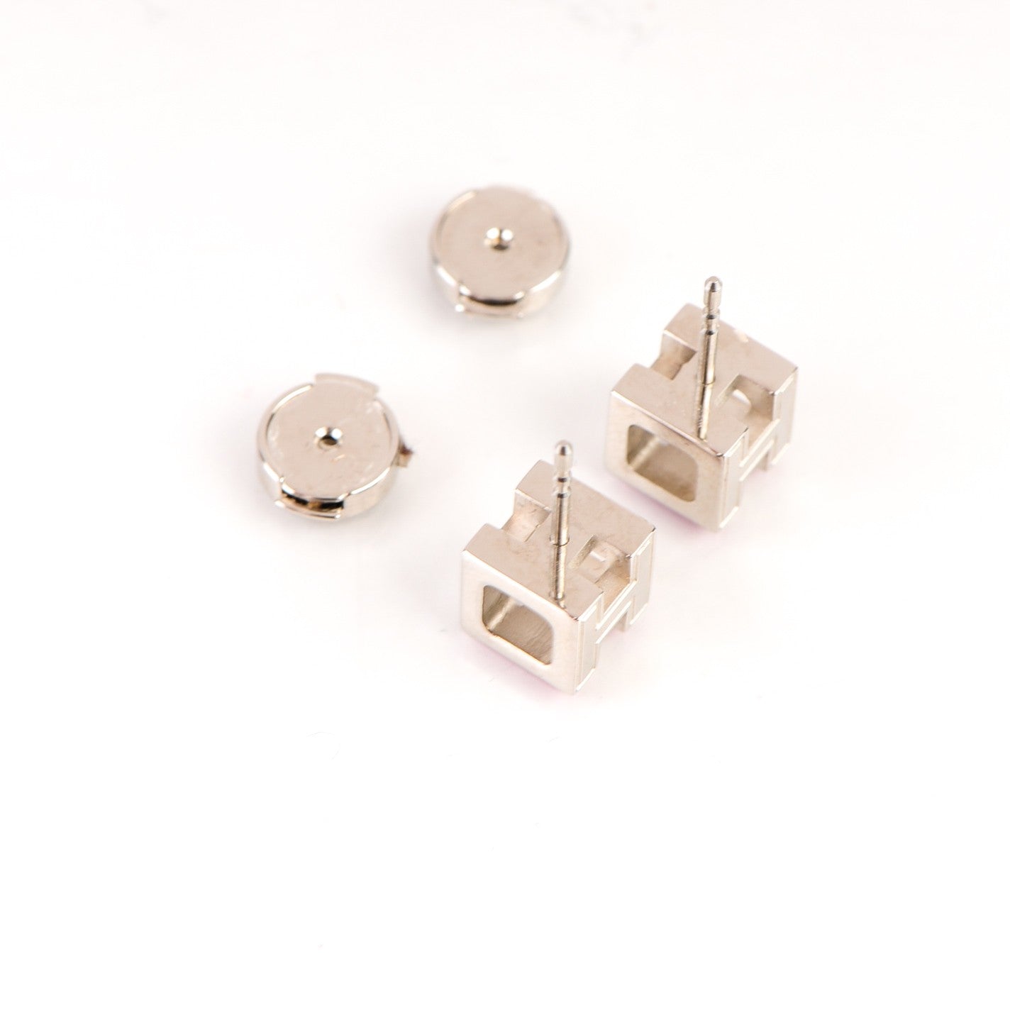 Palladium Lacquered Cage d'H Earrings Rose Indien