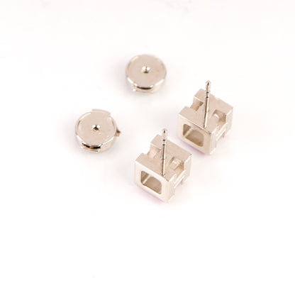Hermes Palladium Lacquered Cage d'H Earrings Rose Indien 3 of 5