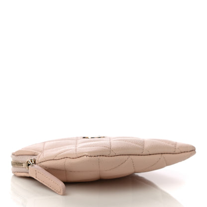 Chanel Caviar Quilted Zip Card Holder Wallet Light Beige 4 of 11