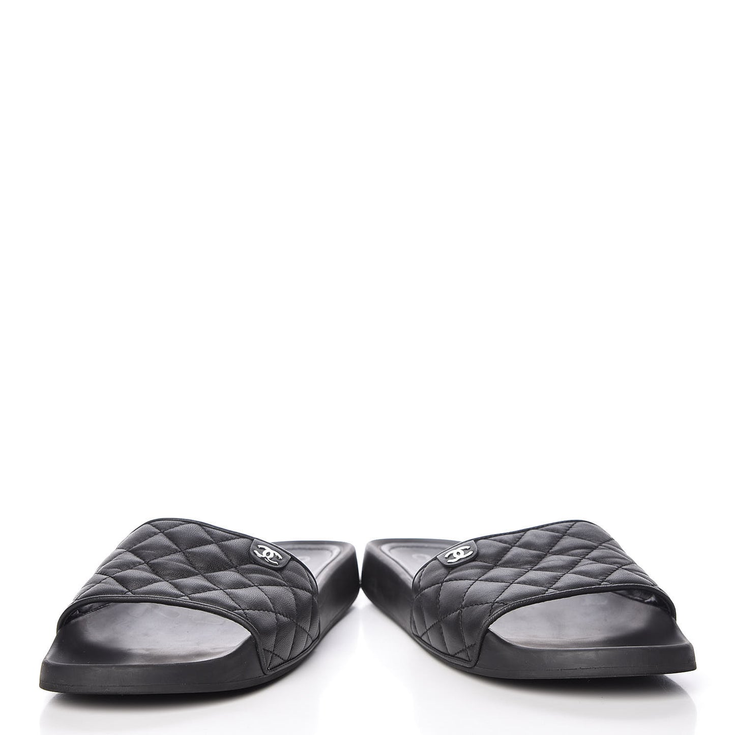 Lambskin Quilted CC Mules Sandals 42 Black