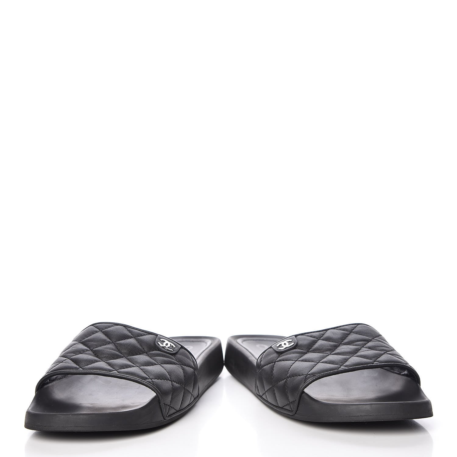 Chanel Lambskin Quilted CC Mules Sandals 42 Black 6 of 14