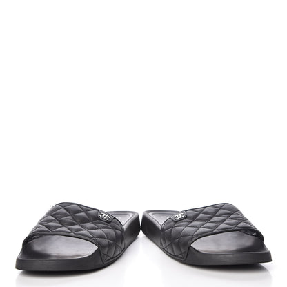 Chanel Lambskin Quilted CC Mules Sandals 42 Black 6 of 14