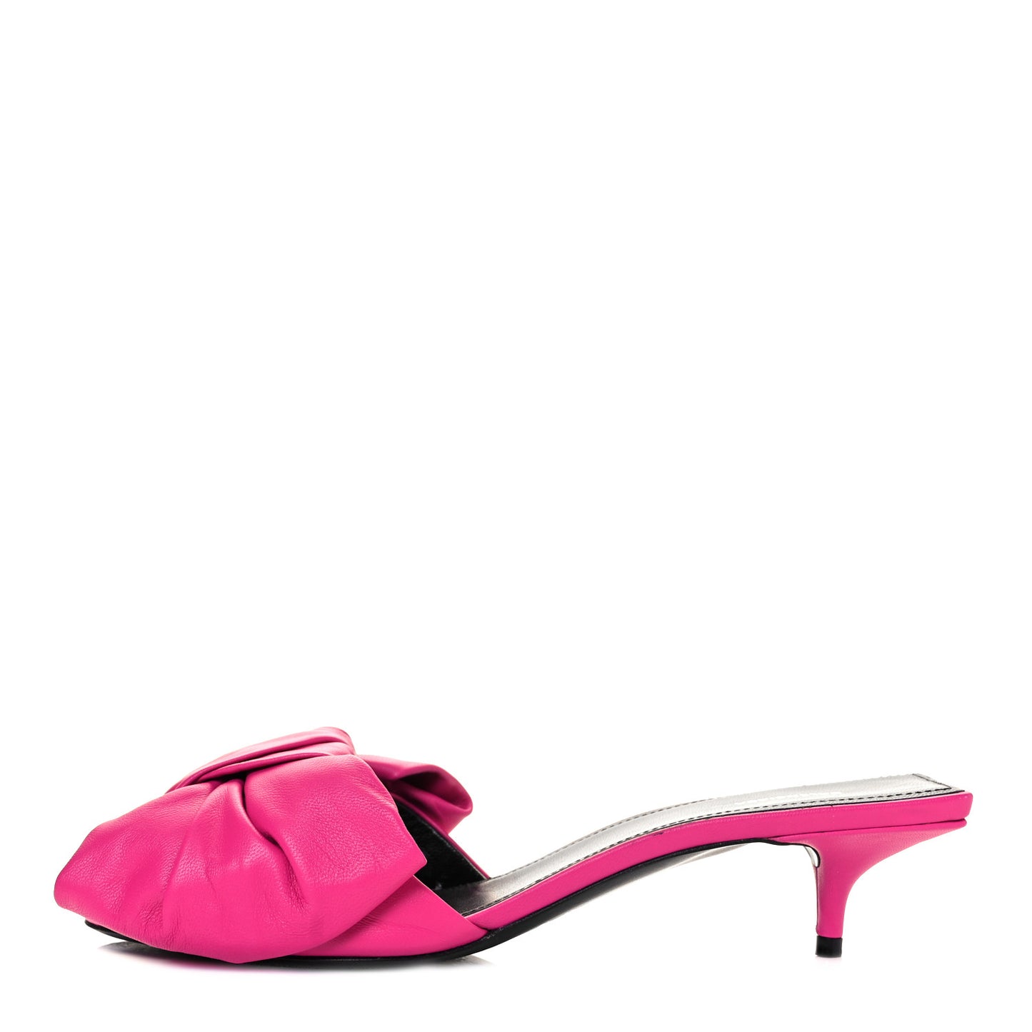 Soft Nappa Square Knife Bow Mule Sandals 39 Magenta Pink