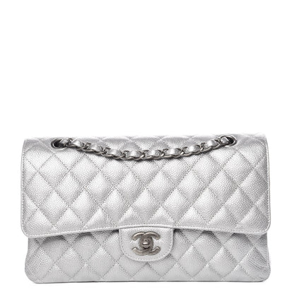 Chanel Metallic Caviar Quilted Medium Double Flap Silver 1 of 9