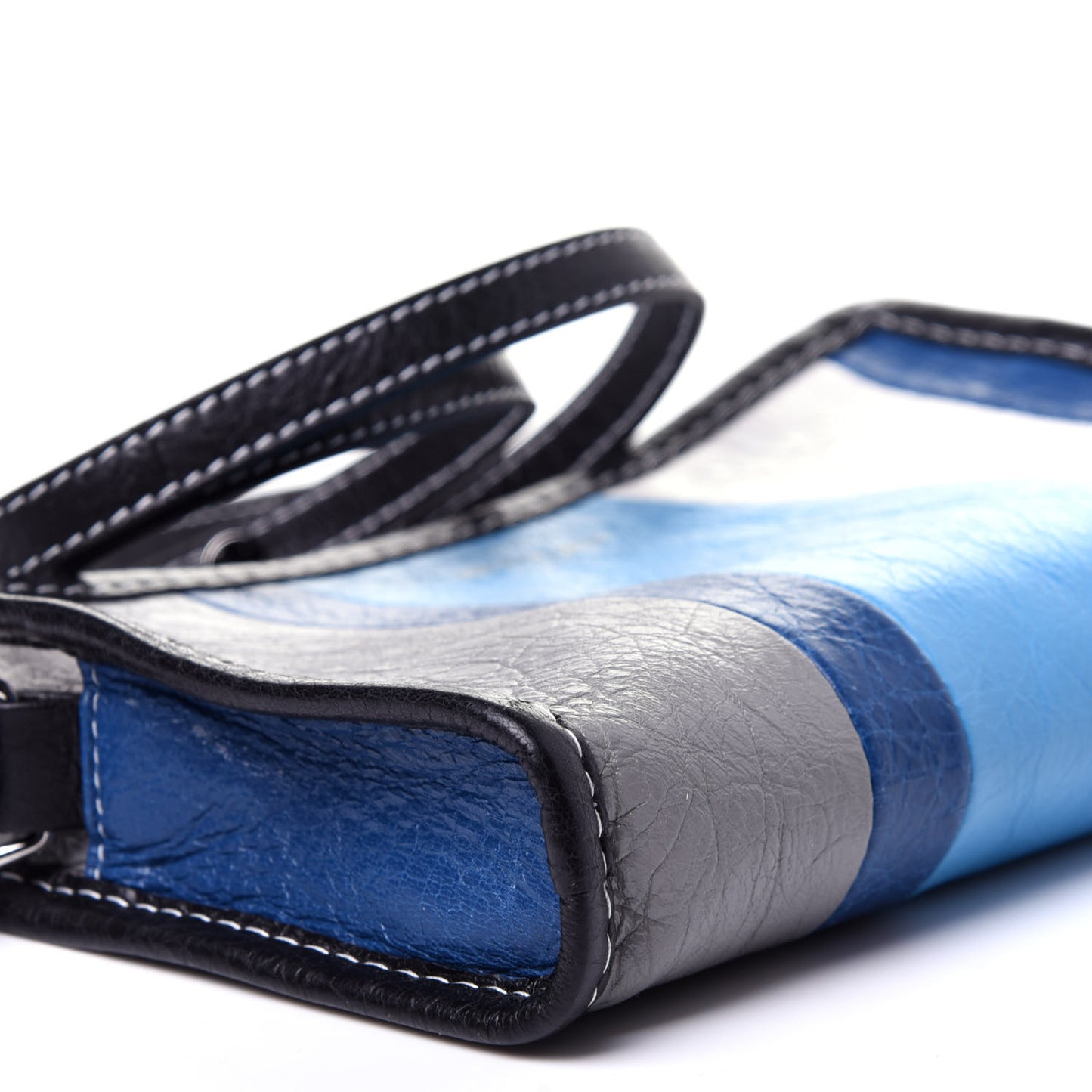 Veau Arena Multicolore Bazar Strap Clutch Bleu Gris White Black