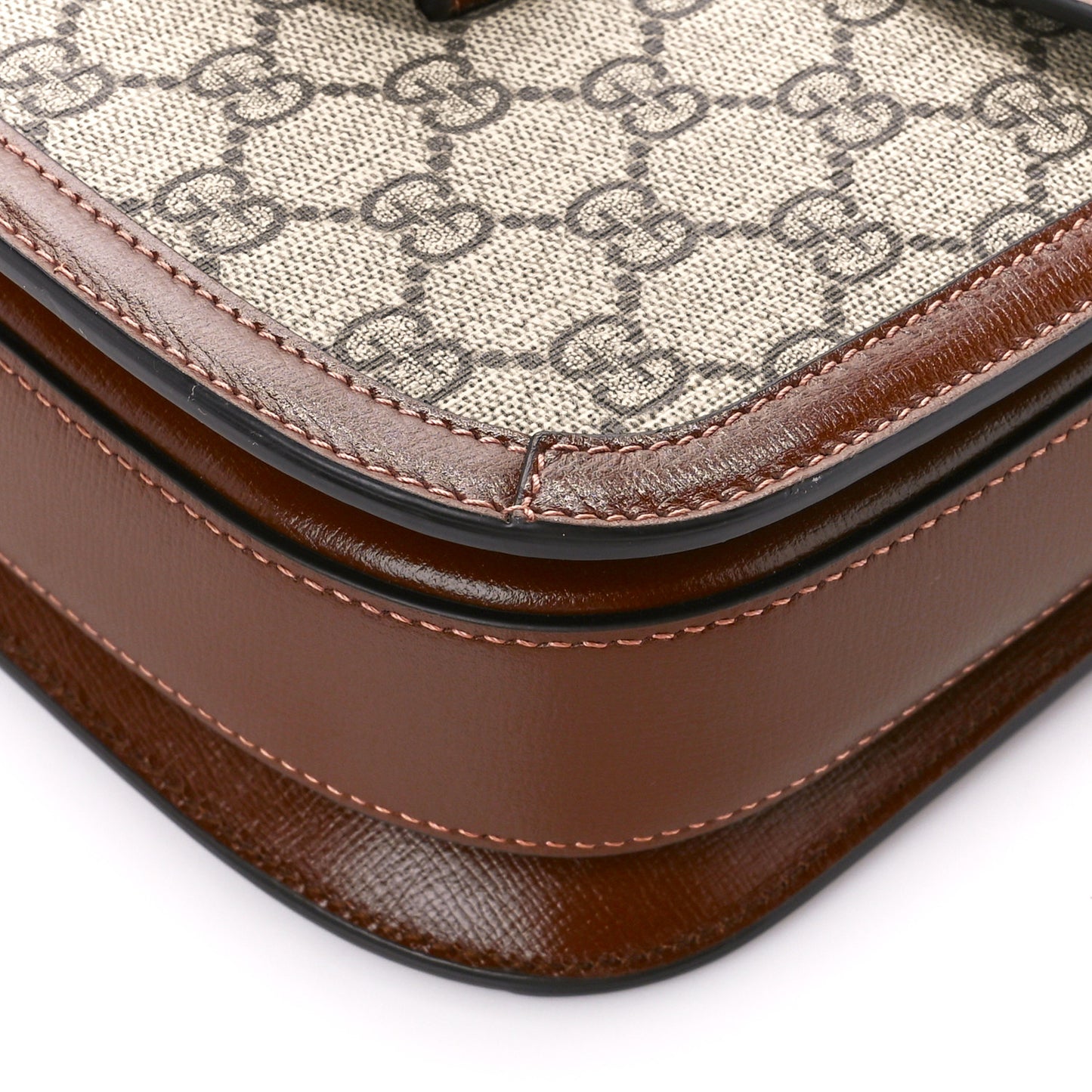 GG Supreme Monogram Horsebit 1955 Shoulder Bag Beige Brown Sugar