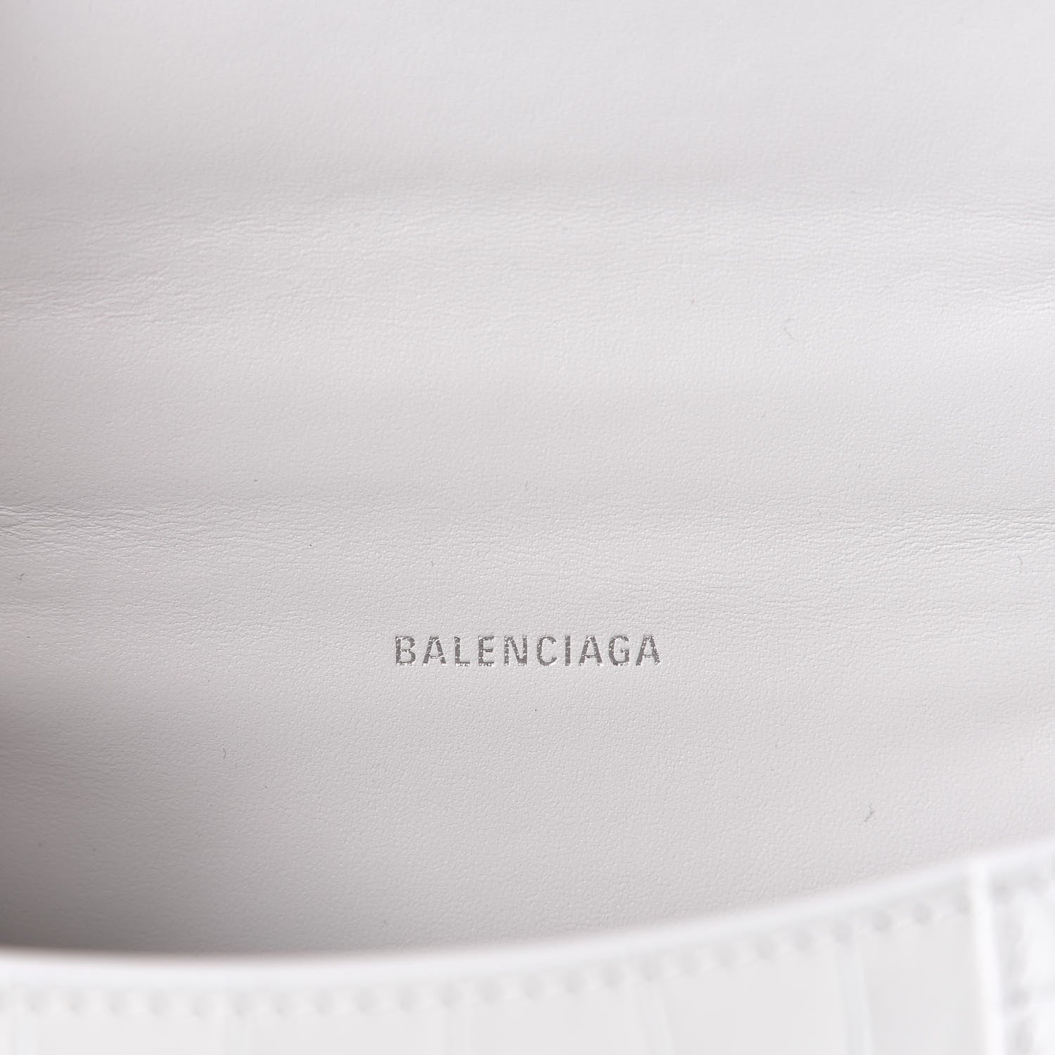 Balenciaga Shiny Calfskin Crocodile Embossed Hourglass Top Handle Bag XS White 9 of 10