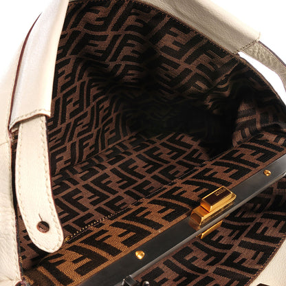 Fendi Goatskin Zucca Large Peekaboo Iconic Satchel Latte Tobacco Moro 5 of 9