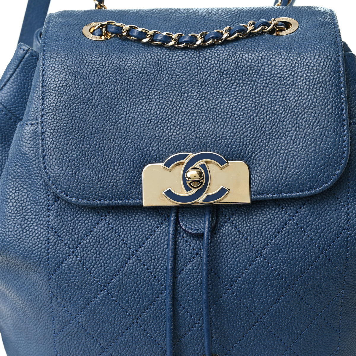 Caviar Quilted Backpack Blue