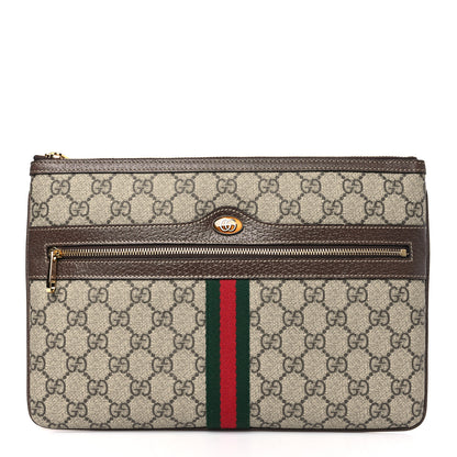 Gucci GG Supreme Monogram Large Ophidia Pouch Clutch Brown 1 of 9