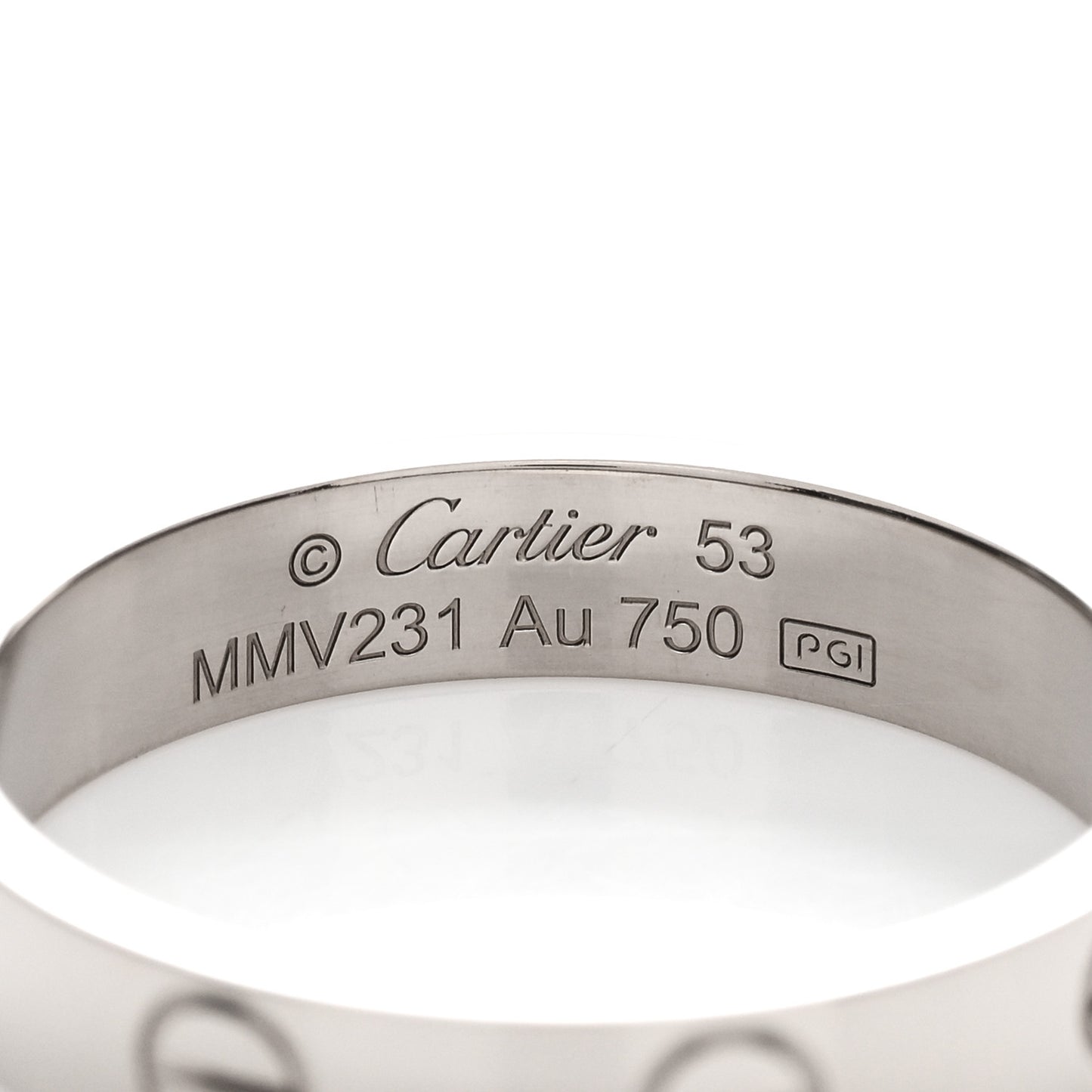 18K White Gold 3.5mm LOVE Wedding Band Ring 53 6.5