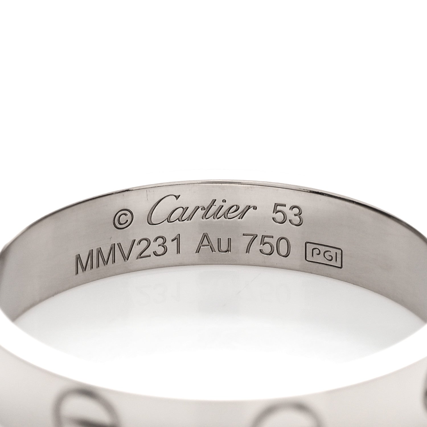 Cartier 18K White Gold 3.5mm LOVE Wedding Band Ring 53 6.5 3 of 3