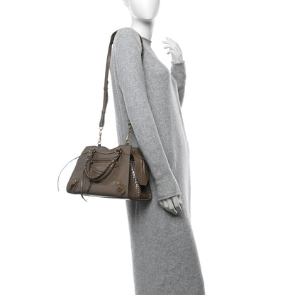 Balenciaga Shiny Supple Calfskin Crocodile Embossed Neo Classic Gold Hardware S City Mink Grey 2 of 10