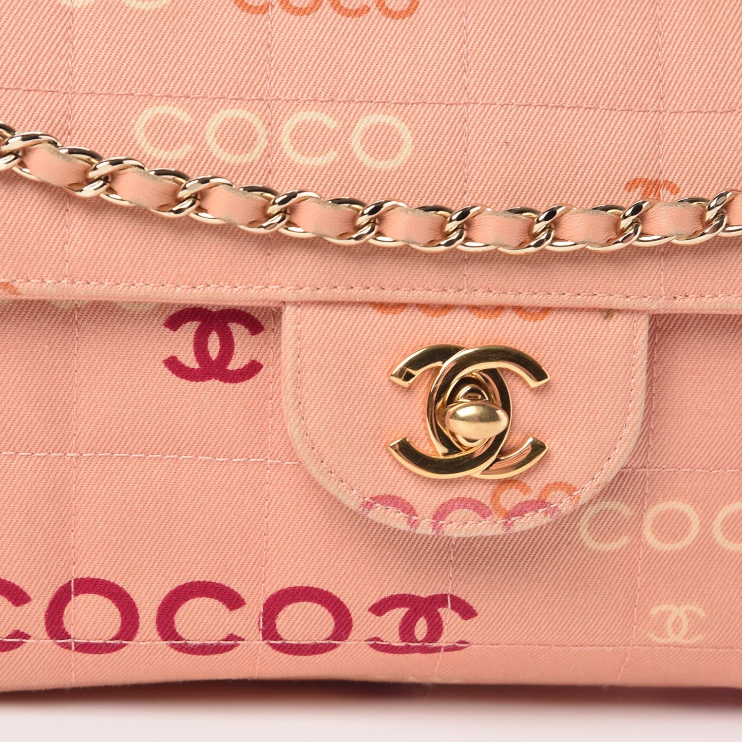 Canvas Chocolate Bar Quilted Coco East West Flap Pink