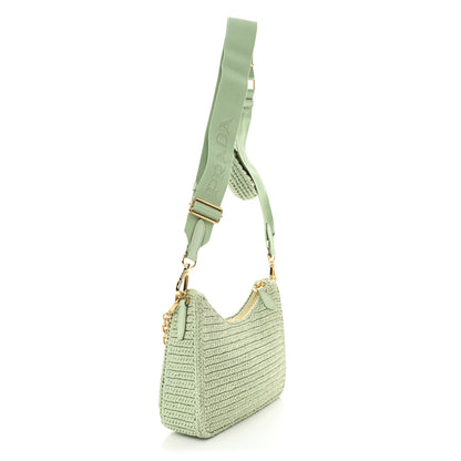 Prada Yarn Raffia Effect Crochet Re-Edition 2005 Shoulder Bag Acqua 3 of 13