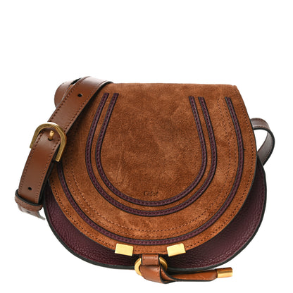 Chloe Suede Calfskin Mini Marcie Round Crossbody Bag Tan 1 of 9