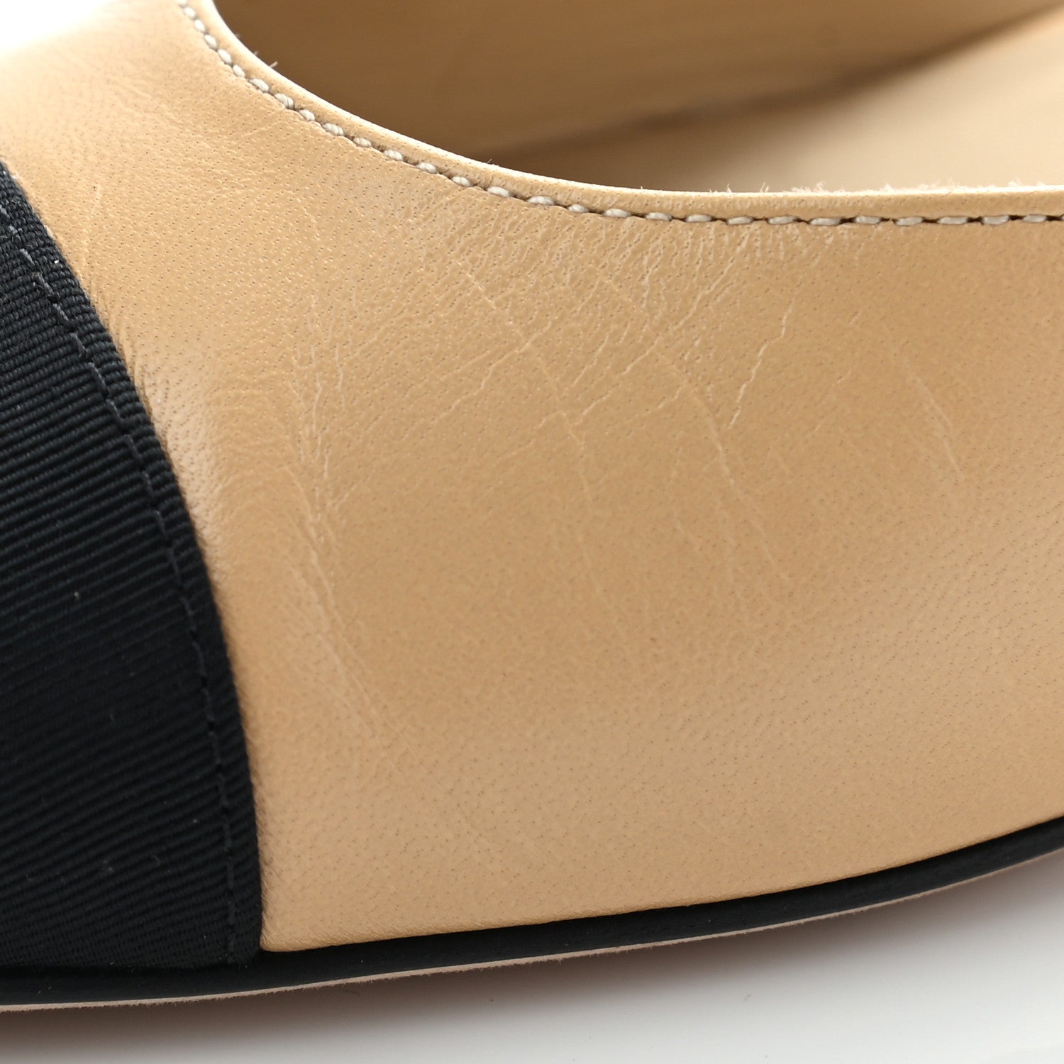 Chanel Lambskin Grosgrain Cap Toe CC Slingback Sandals 36 Beige Black 12 of 13