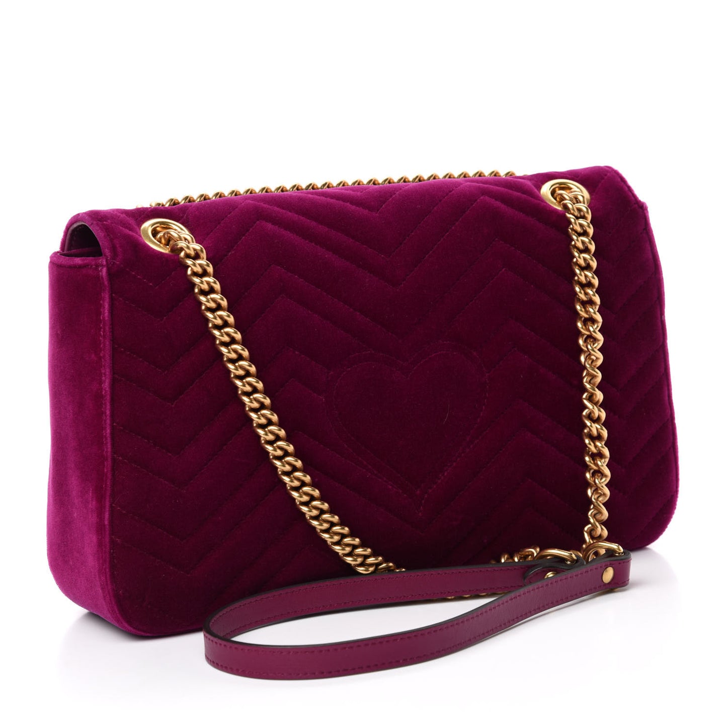 Velvet Matelasse Medium GG Marmont Shoulder Bag Fuchsia Violet Cyclamen