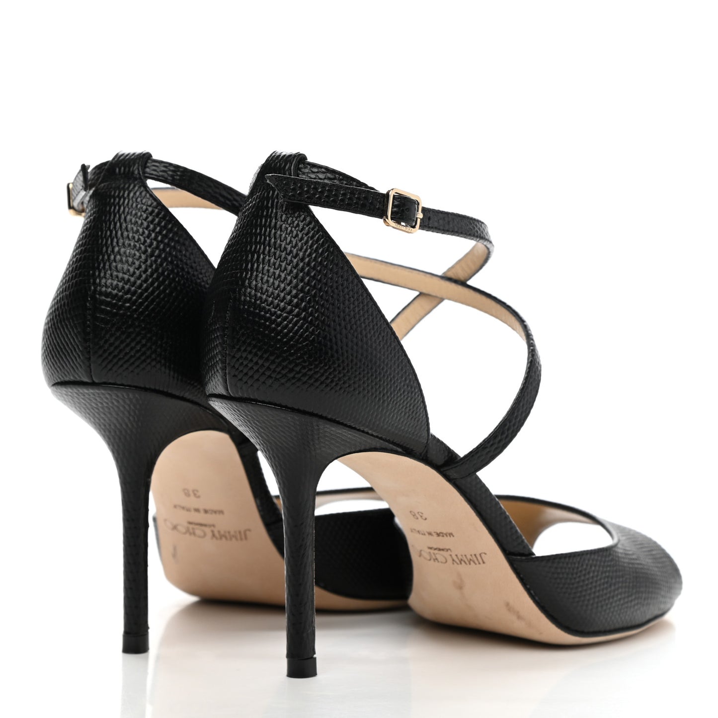Lizard Emsy Crisscross Sandals 38 Black