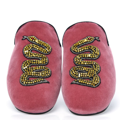 Gucci Velvet Embellished Evening Slippers 35.5 Pink 5 of 10