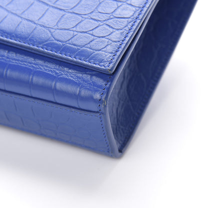 Saint Laurent Calfskin Crocodile Embossed Medium Classic Monogram Kate Tassel Satchel Bleu Majorelle 11 of 12
