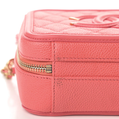Chanel Caviar Quilted Small CC Filigree Vanity Case Coral 11 of 12