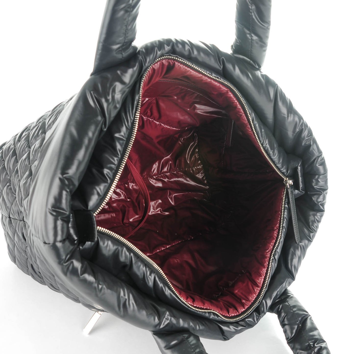 Nylon Quilted Large Coco Cocoon Tote Black Red