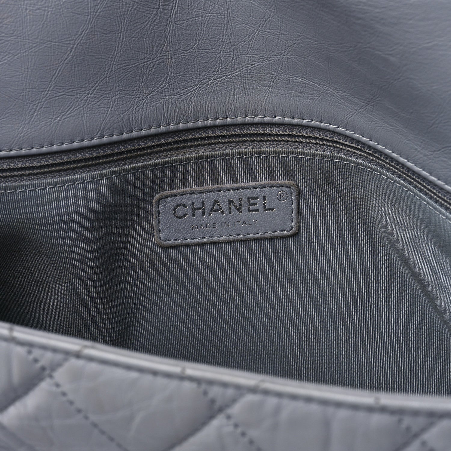 Chanel Crumpled Calfskin Large Chain All Over Flap Grey 6 of 11