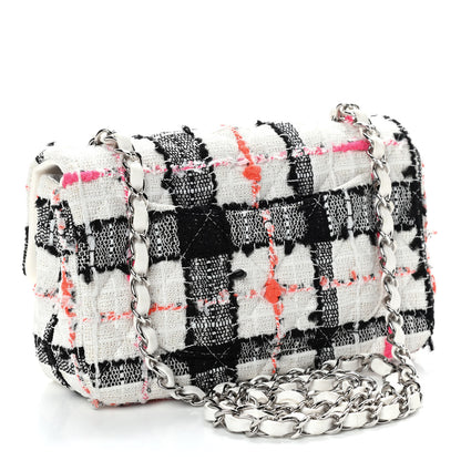 Chanel Tweed Quilted Mini Rectangular Flap Black White Pink 2 of 9