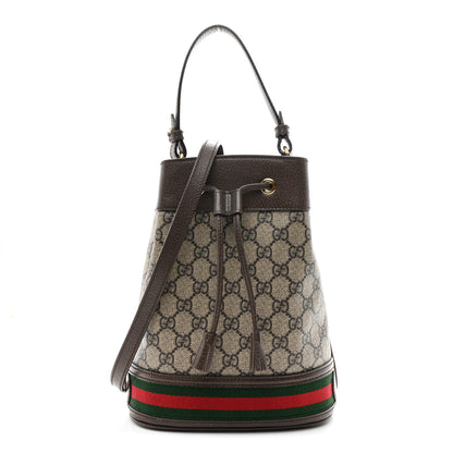Gucci GG Supreme Monogram Web Small Ophidia Bucket Bag Brown 1 of 10