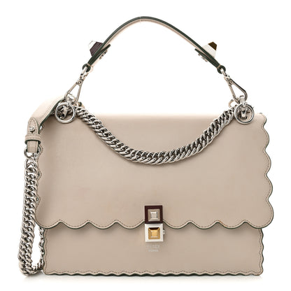 Fendi Vitello Liberty Scalloped Studded Kan I Shoulder Bag Grigio Polvere 1 of 17