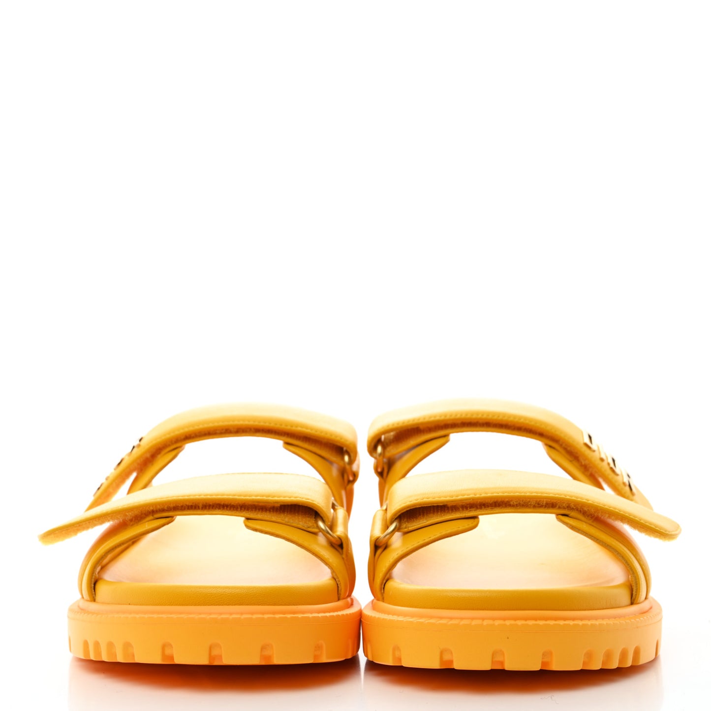 Lambskin Dioract 10mm Slide Sandals 39 Amber Yellow