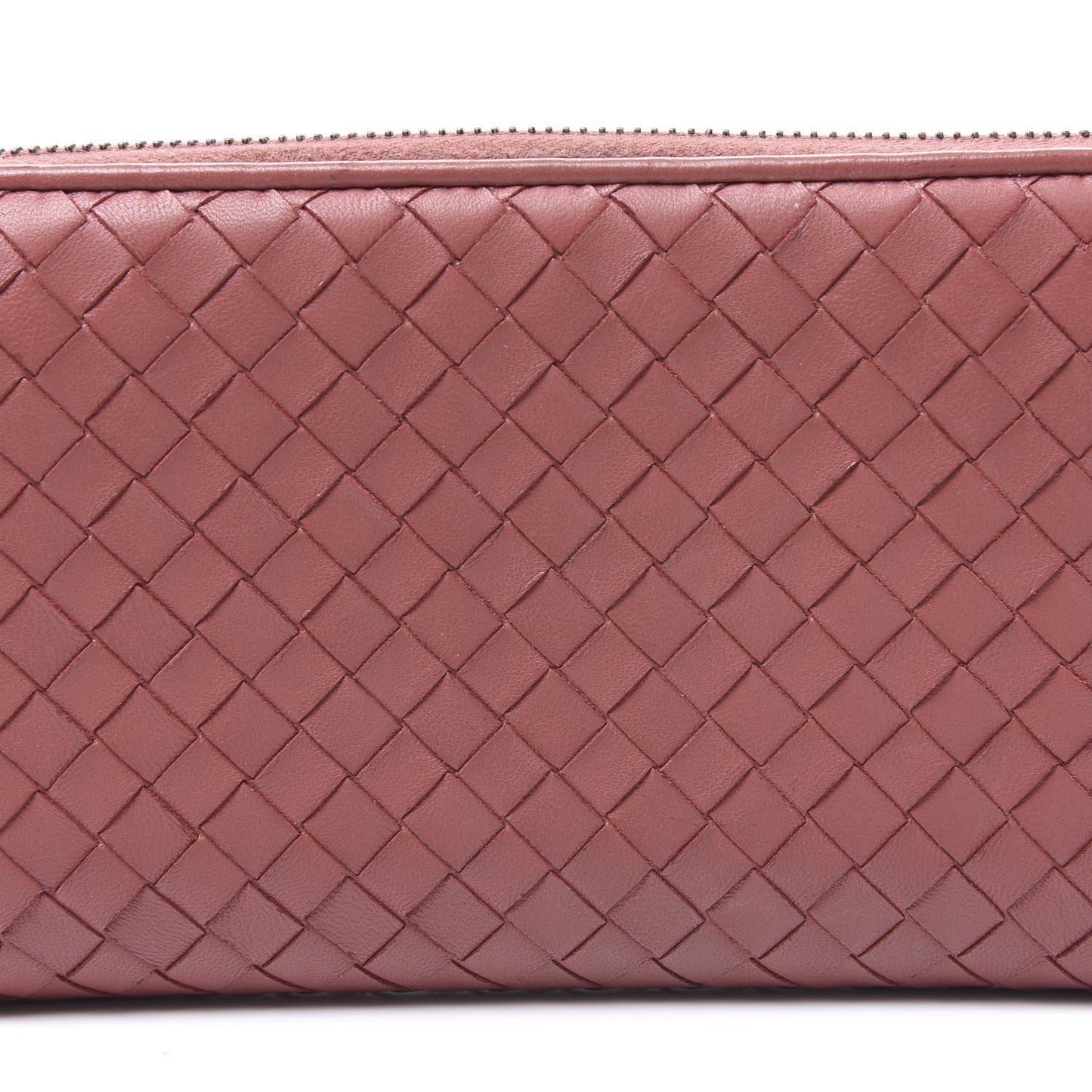 Nappa Intrecciato Zip Around Wallet Pink