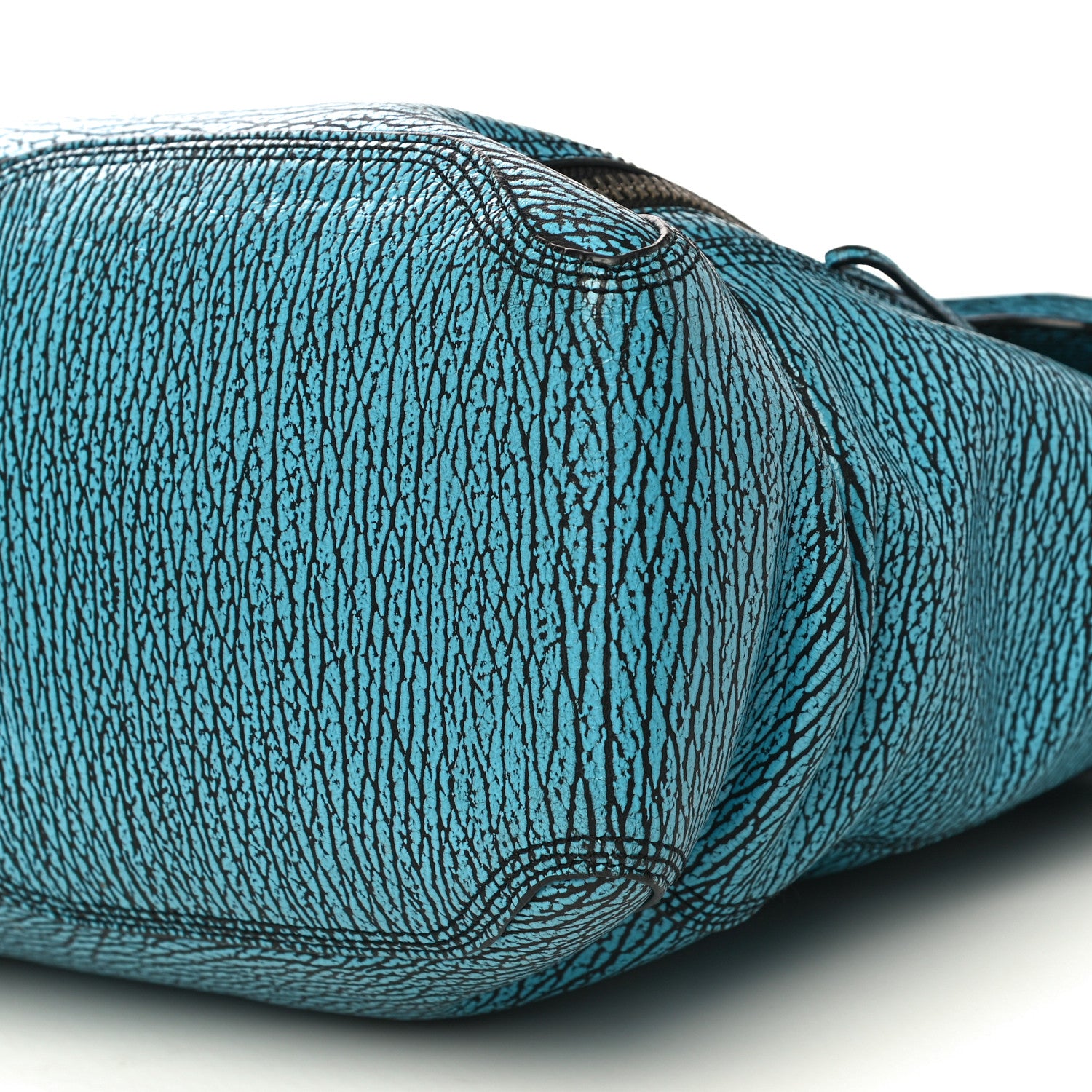 3.1 Phillip Lim Shark Embossed Textured Calfskin Large Pashli Satchel Turquoise Black 9 of 9