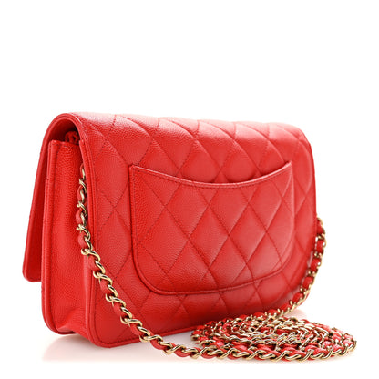 Chanel Caviar Quilted Wallet On Chain WOC Red 3 of 12